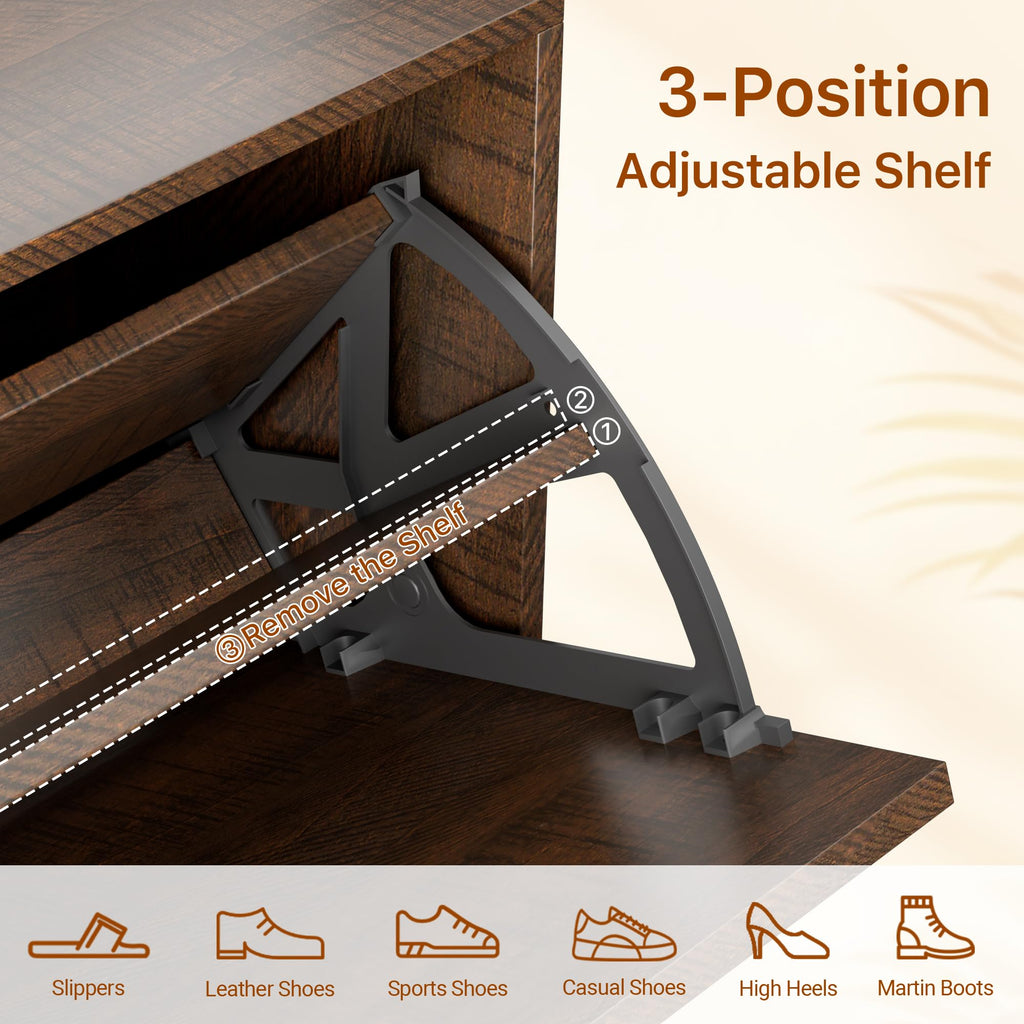 Farmhouse Shoe Cabinet Storage, Slim Hidden Shoe Rack Cabinet