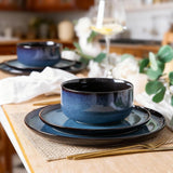 Ceramic Dinnerware Sets for 4,Porcelain Plates and Bowls Sets,Handmade Reactive Glaze Dishes Set,Chip Resistant and