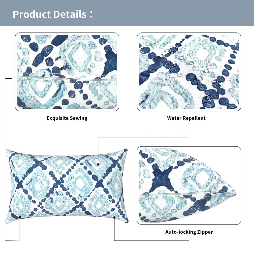 Outdoor Lumbar Pillow Covers 12"x20", Rectangle Throw Pillow Covers Furniture, Decorative Lumbar Cushion Case for