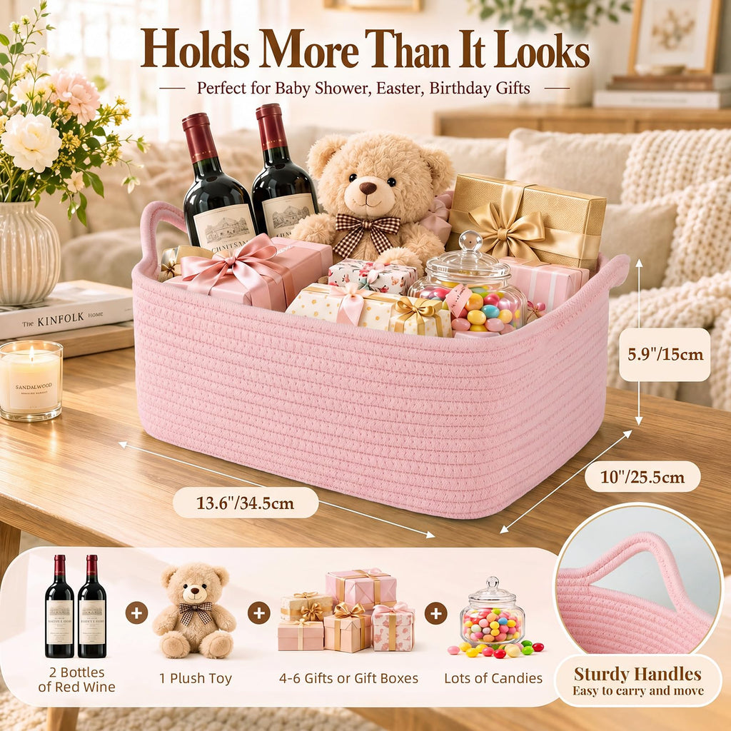 Gift Basket Empty with Handle, Small Woven Baskets for Gifts Empty