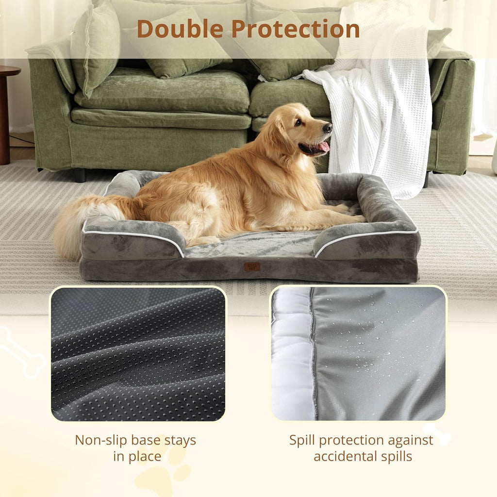Orthopedic Dog Bed Large Size Dogs: L Comfort Cats Couch Sofa with Washable Removable Cover, Soft Flannel