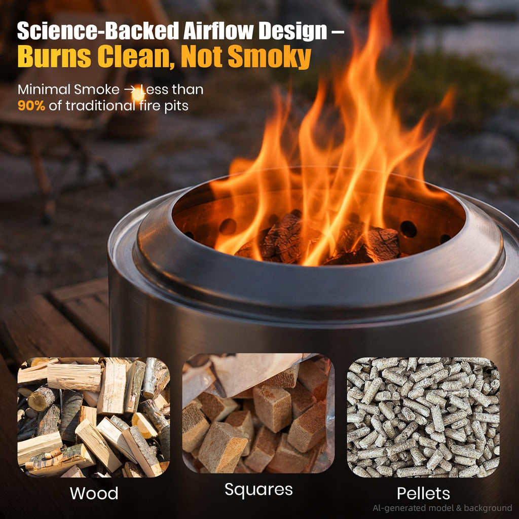 Tabletop Fire Pit, 7.1 Inch Smokeless Fire Pit, Portable Small Fire Pit with Carry Bag, Wood & Pellet Fueled Mini