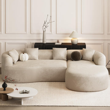 111" Oversized Boneless L-Shaped Sectional Sofa, Light Brown