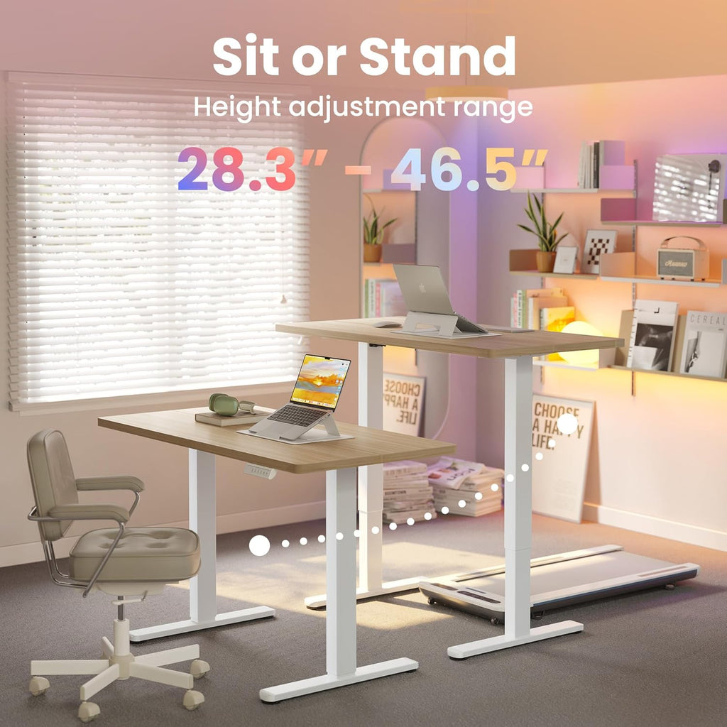 32" Small Electric Standing Desk Adjustable Height, 4 Memory Height Settings, Sit Stand Up Desk & Computer Workstation