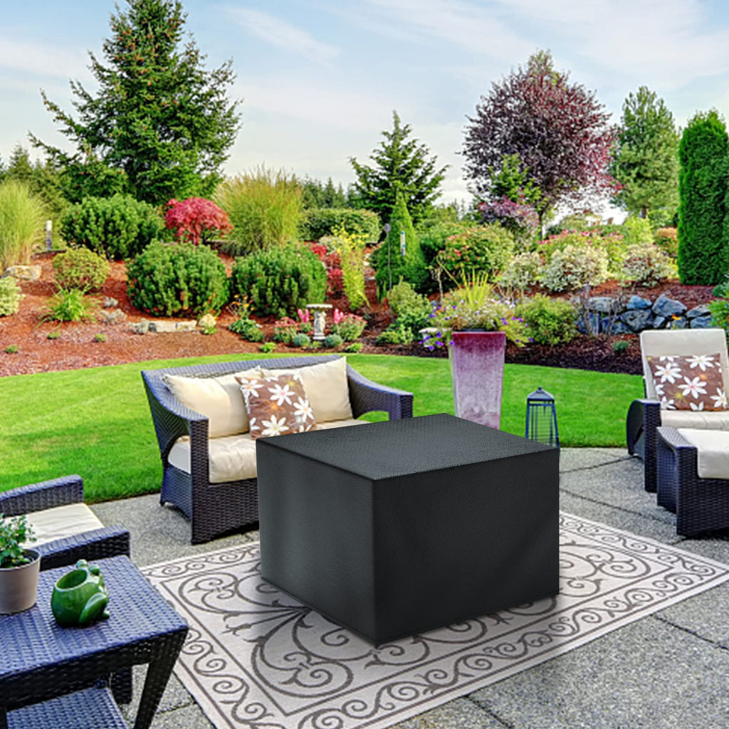 Patio Ottoman Cover Waterproof, 28.3 x 28.3 x 16.9 inch Rectangular Outdoor Side Table Cover, Durable Outdoor