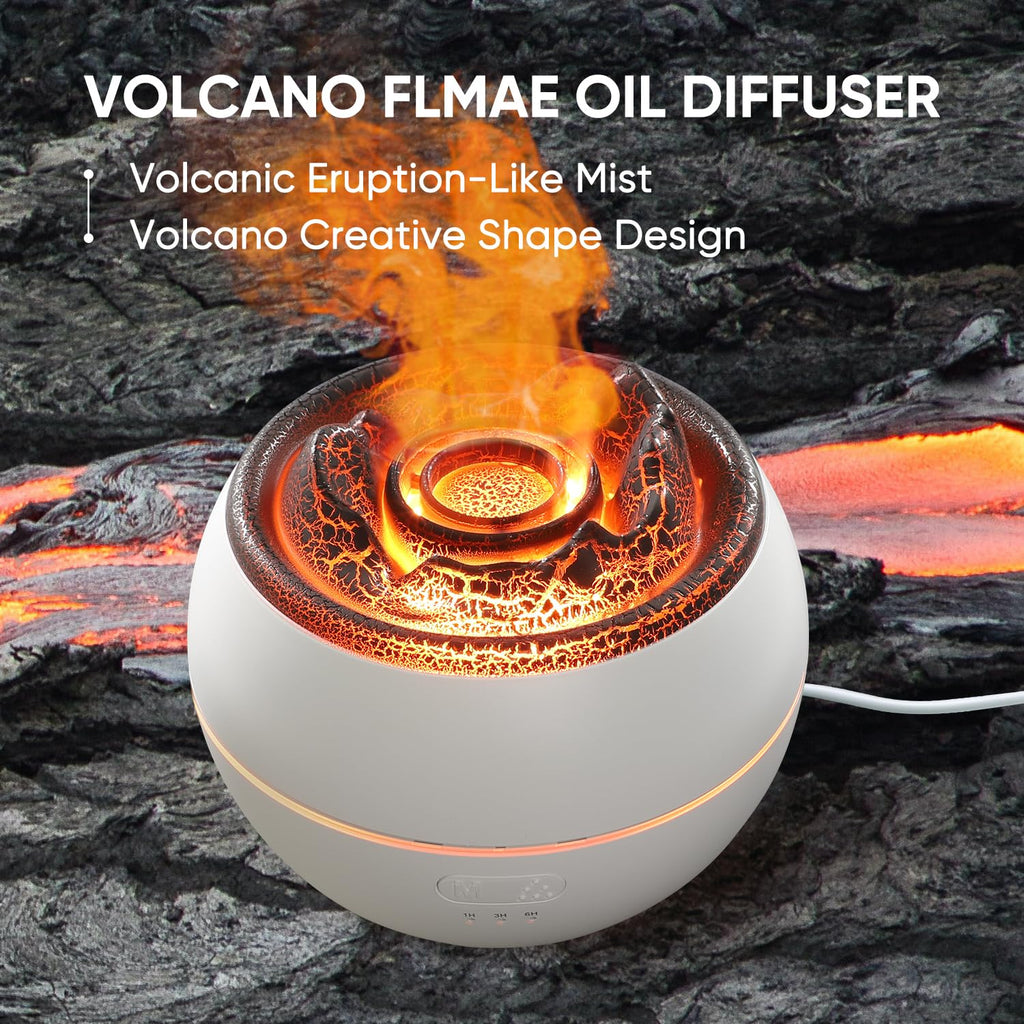 Essential Oil Diffuser, Volcano Flame Fire Oil Diffuser, 360ml Ultrasonic Cool Mist Aromatherapy Humidifier, Scent