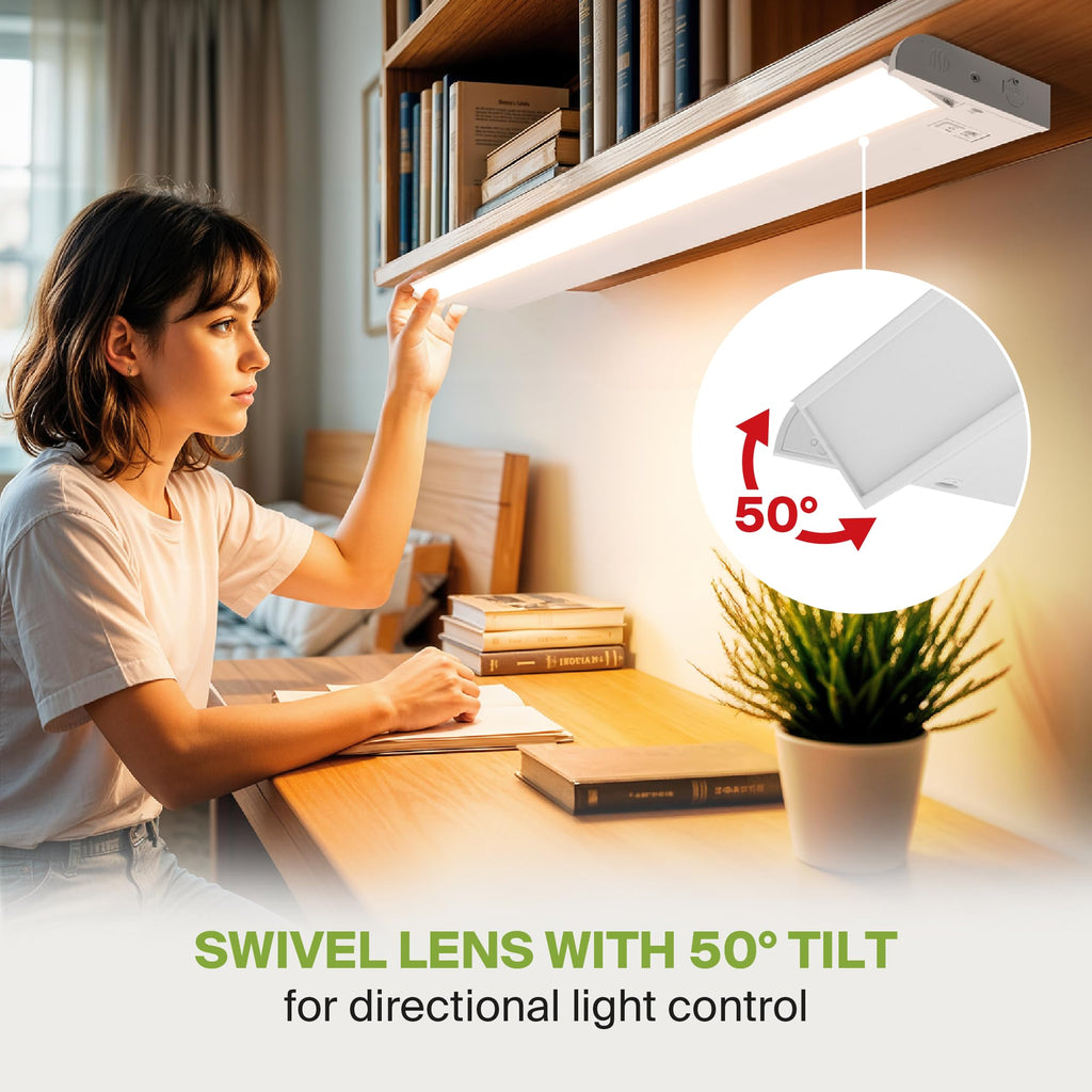 White Swivel LED Under Cabinet Light, 48 Inch 24W, Plug in/Hardwired