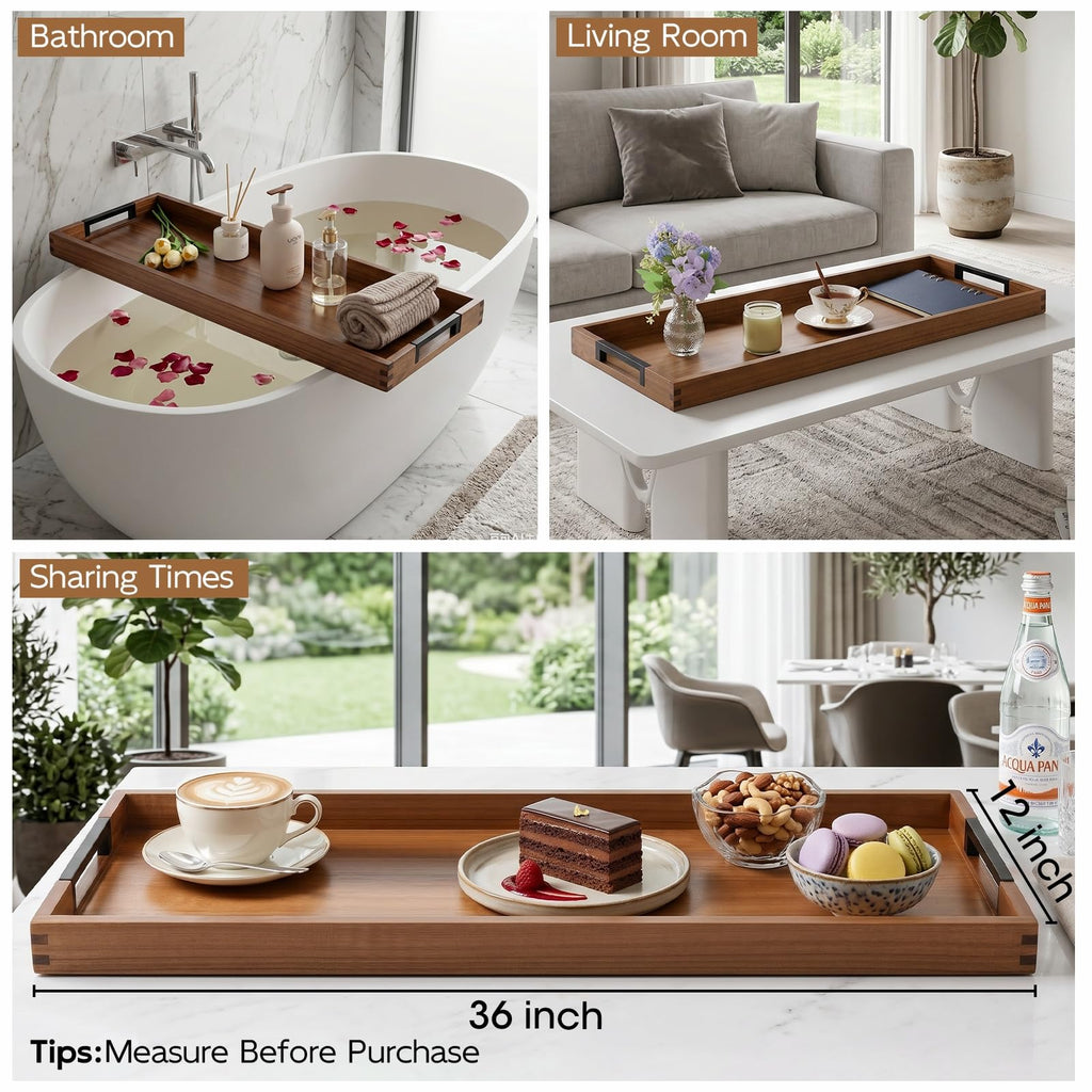 Acacia Large Charcuterie Board with Handles 36 Inch Serving Tray