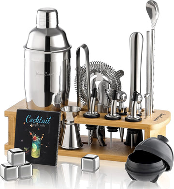 Cocktail Shaker Set,24-Piece Bartender Kit - Complete Bartending Kit Bar Set with Stand,Drink Shaker & Mixer - Set of 24
