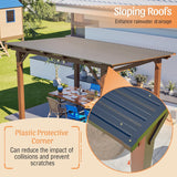 13' x 10' Wooden Garden Gazebo with Metal Roof, Spacious Outdoor Patio Pergola Shade Structure for Backyard, Deck