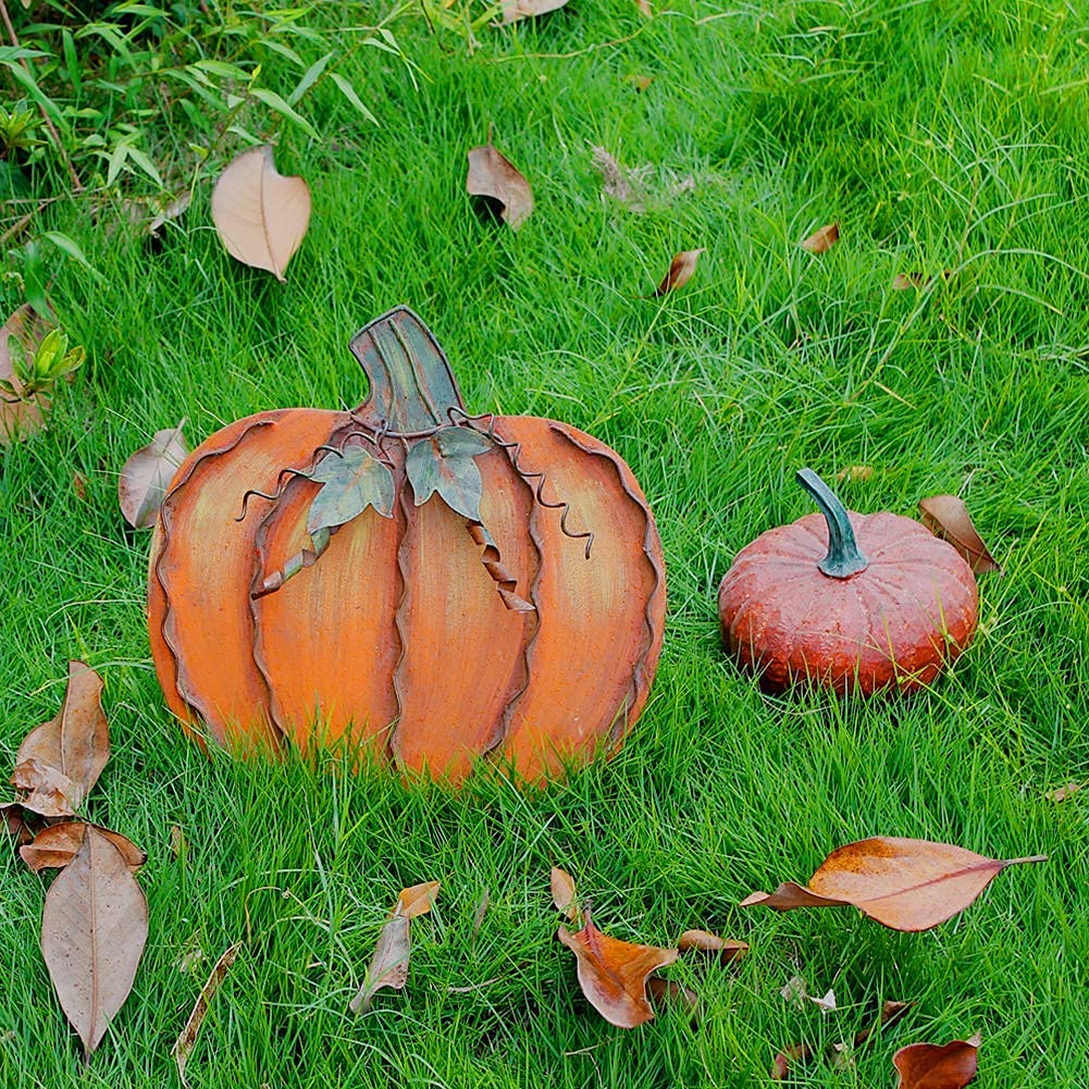 Metal Pumpkin Decor Outdoor Fall Decor Sign for Porch Autumn Standing