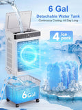2026 Upgraded 2000CFM Swamp Cooler, Evaporative Air Cooler with 3-Sided Cooling Pad, 6 Gal Detachable Water Tank