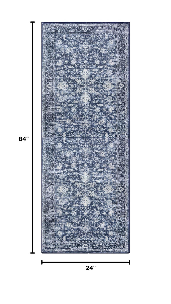 Hallway Runner 2x7 Washable Runner Rug Non-Slip Kitchen Rug, Blue
