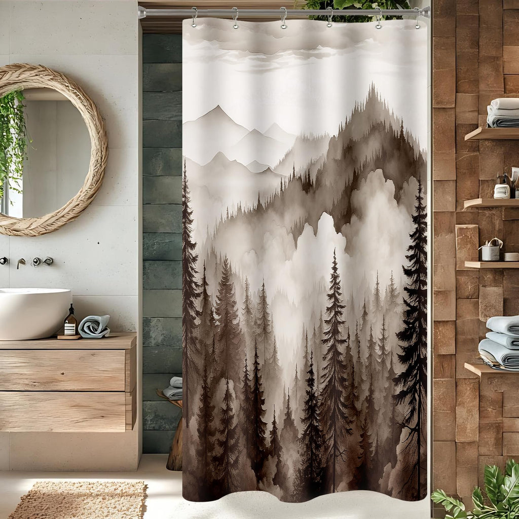 Small Stall Misty Forest Shower Curtain 36 x 72 Inch, Half Narrow Size