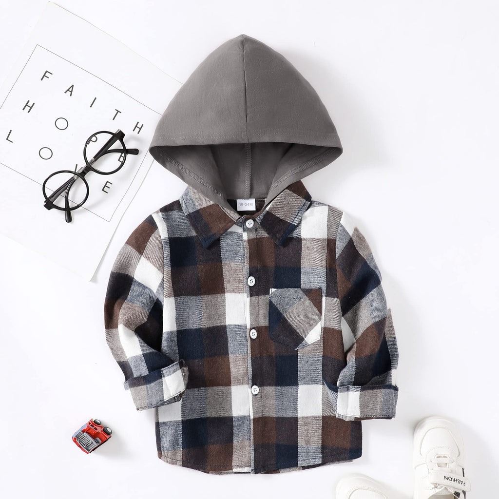 Boy Clothes Fall Plaid Flannel Button Down Shirt