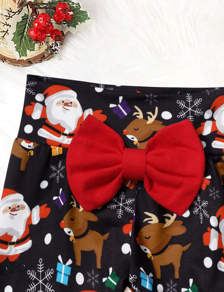 My First Christmas Baby Girl Outfit Snowman Print Romper Pant Sets