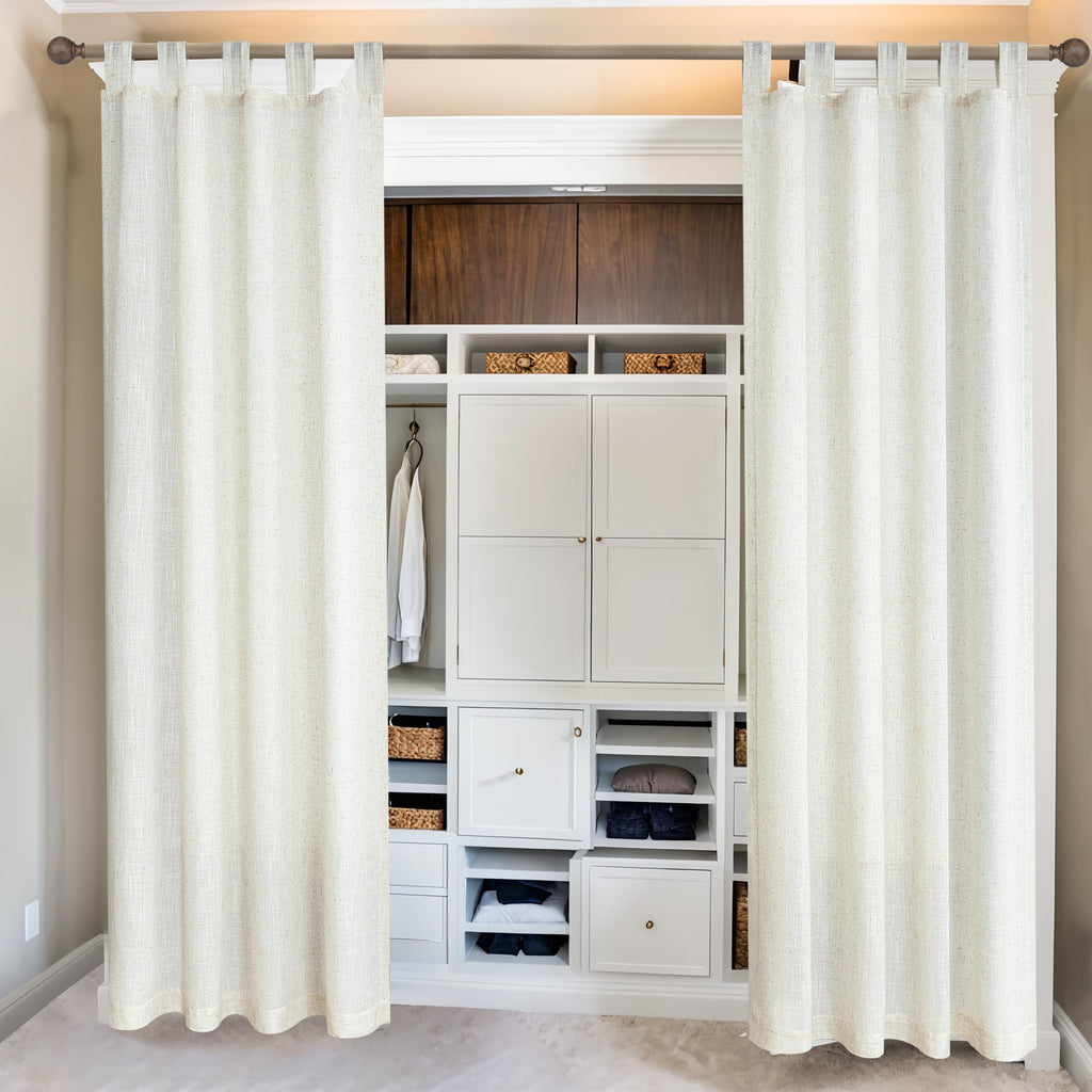 78 Inch Sheer Linen Curtains, Door Curtain for Doorways, Privacy Boho Closet Drapes for Open Closet Accordion Door