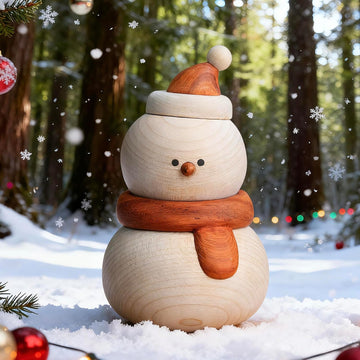 Christmas Snowman Decoration,Wooden Snowman Figurine,Rustic for Her or Him,Festive Home and Car Christmas Decor