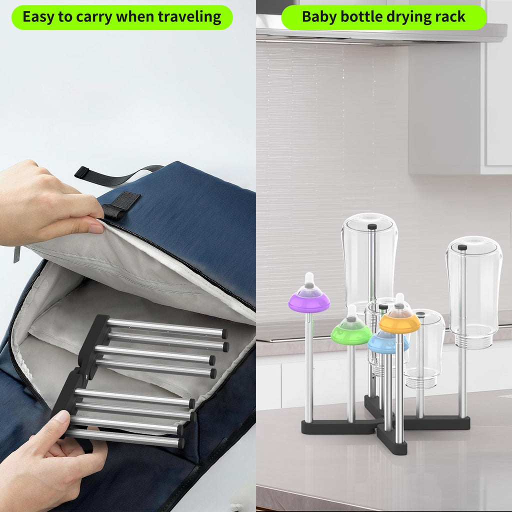 Retractable Bottle Drying Rack, Foldable Baby Bottle Drying Rack, Collapsible Draining Rack for Reusable Bag, Cutting