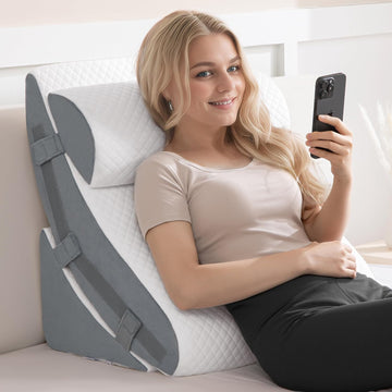 Orthopedic Bed Wedge Pillow Set Memory Foam Infinitely Adjustable Angles Triangle Pillow for Leg Knee Support Sleep