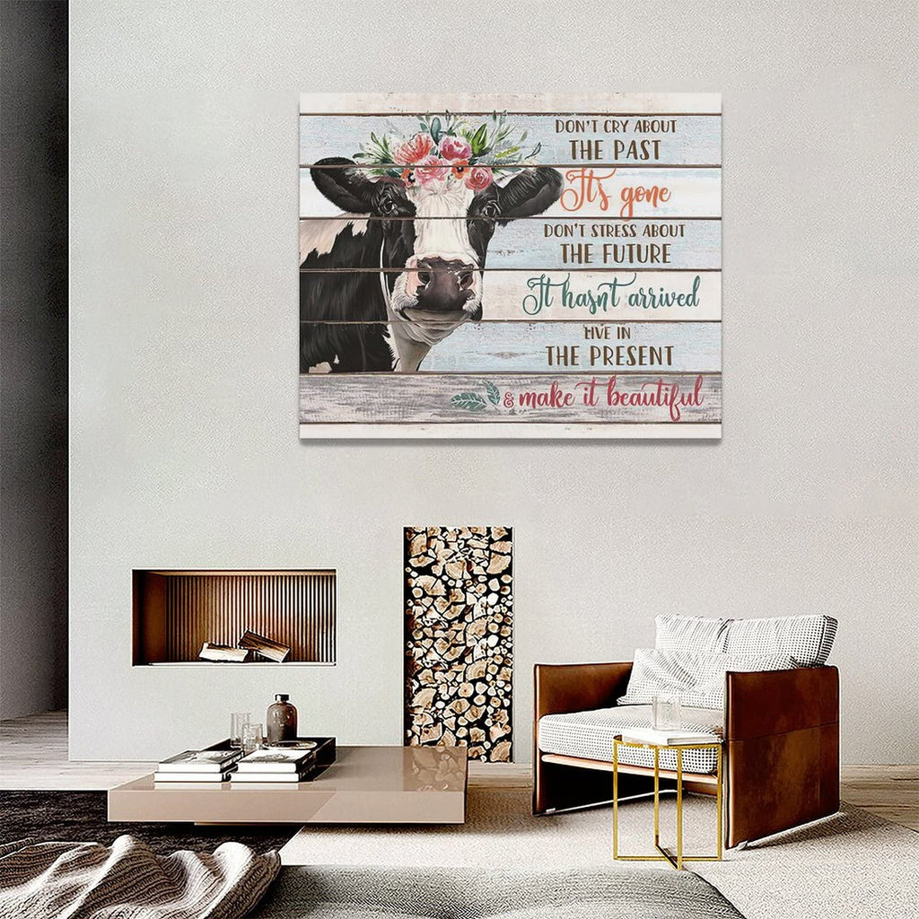 Farmhouse Canvas Wall Art Rustic Cow Cattle Wall Decor Inspirational Quotes Country Farm Animals Pictures Painting