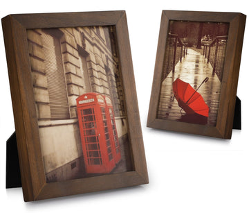 5x7 Picture Frame, Pack of 2 Rustic Picture Frames 5x7 with Real Glass, Solid Wood 5x7 Photo Frame for Table Top