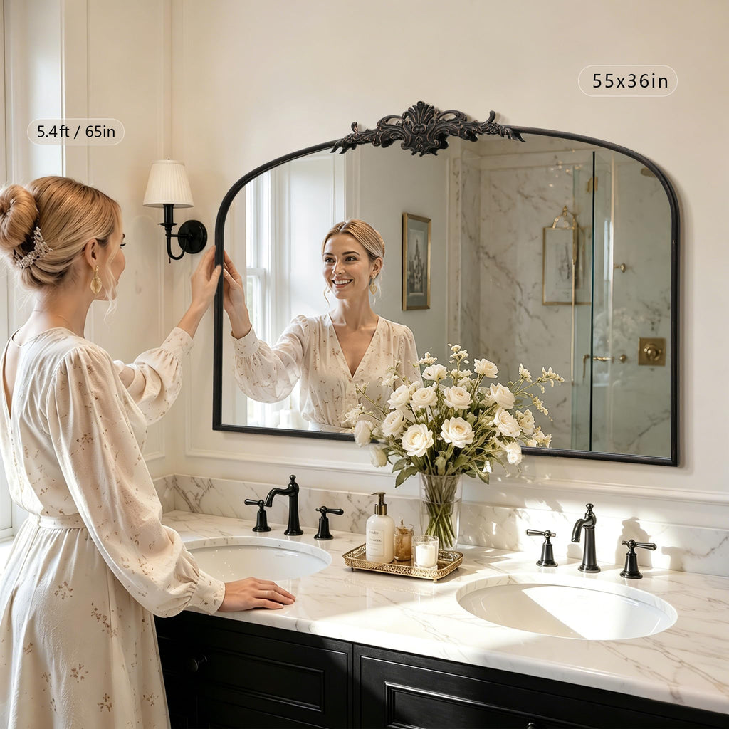 Antique Arch Black Mirror: 55"x36" Extra Large Decorative Mirrors
