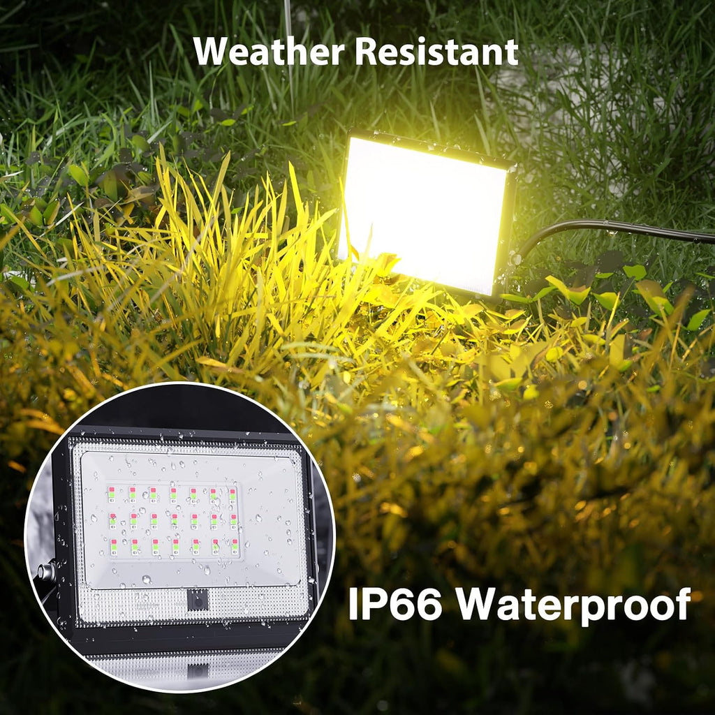 30W LED Flood Light Outdoor, 300W Equivalent 2700K Warm White RGB Color Changing Led Stage Landscape Lights with