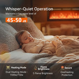 50 Inch Electric Fireplace Wall Recessed and Wall Mounted with Adjustable Flame Color