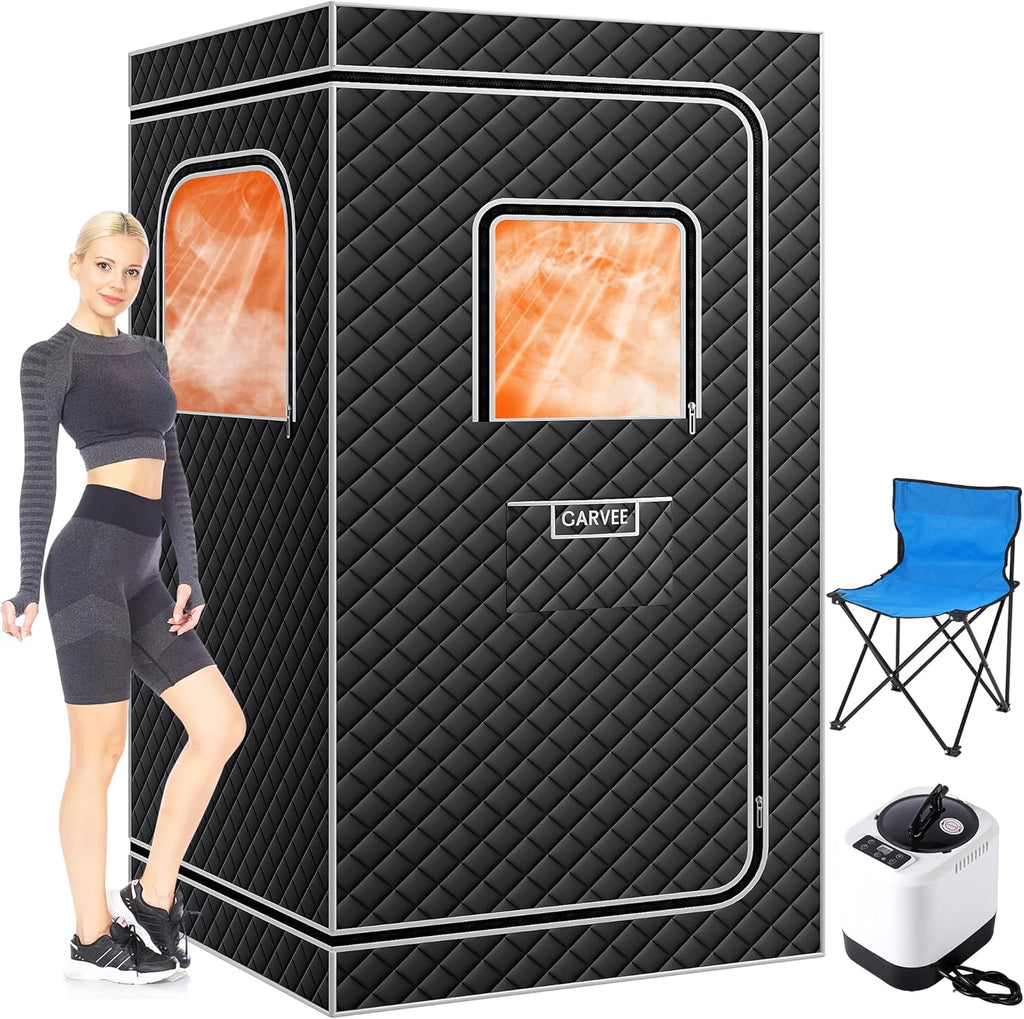 GarveeHome Sauna Box,Portable Sauna for Home with 4L 1500W Steamer,Portable Steam Sauna Tent with 600D