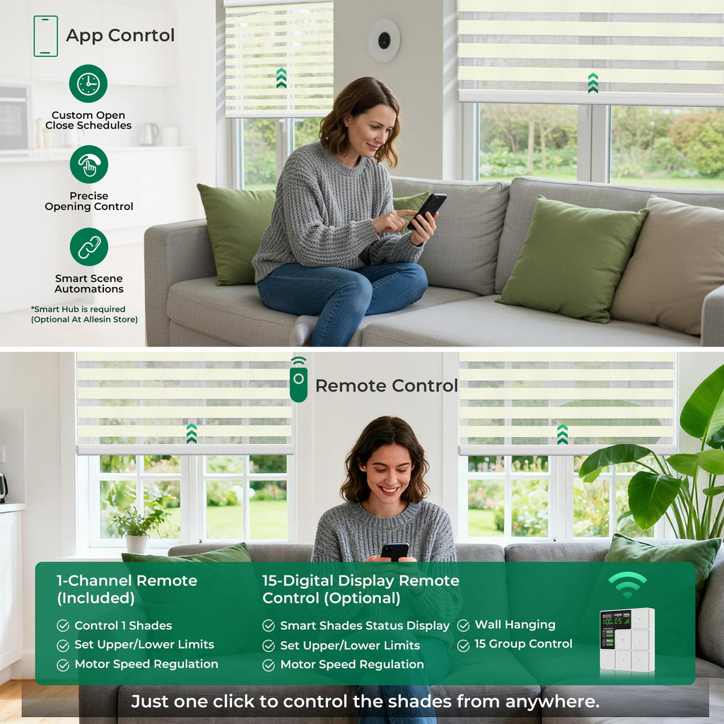 Motorized Blinds No Drill with Remote (Cream, )