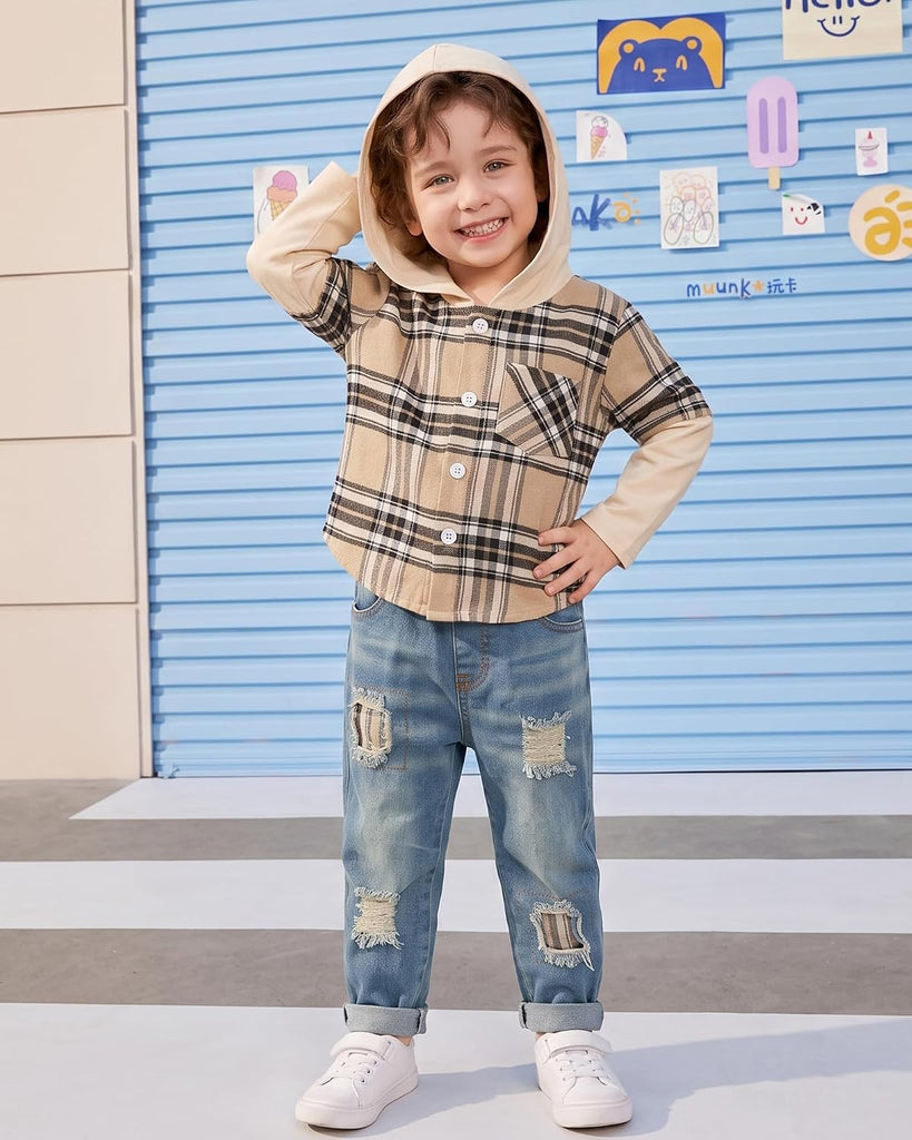 Toddler Baby Boy Clothes Infant Outfit Boys Hoodie Sweatsuit Ripped Jean Fall Winter Little Boy Clothing