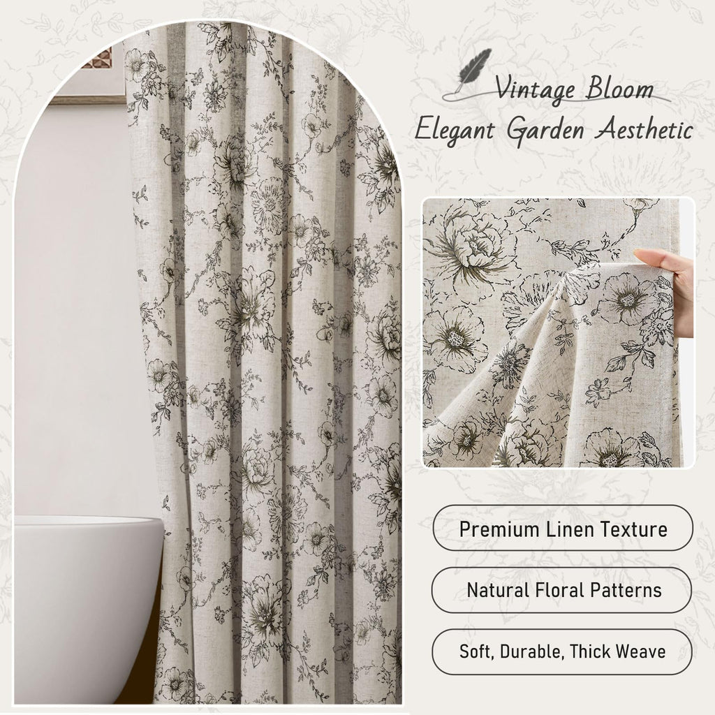 Farmhouse Floral Vintage, Black and Tan Taupe