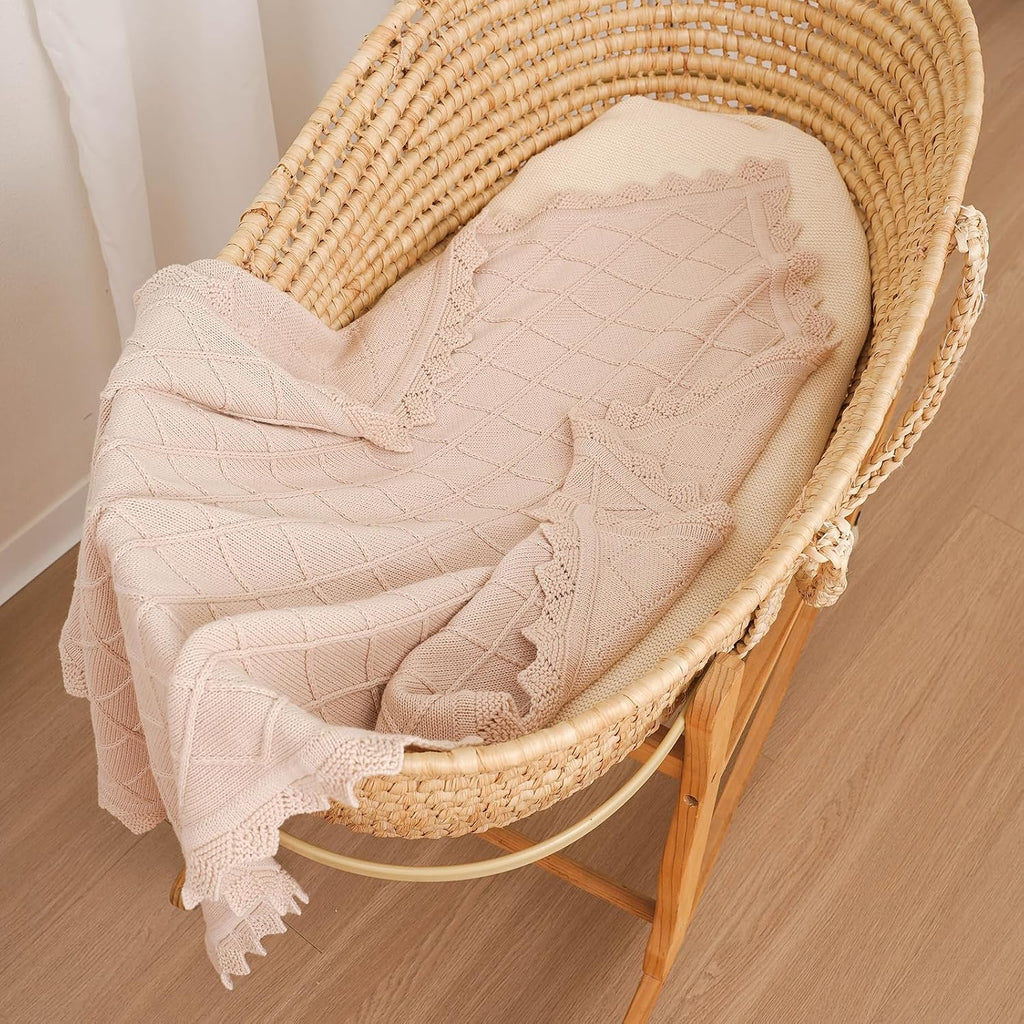 100% Organic Cotton Baby Blanket for Boys Girls, 31.5x40 Inches