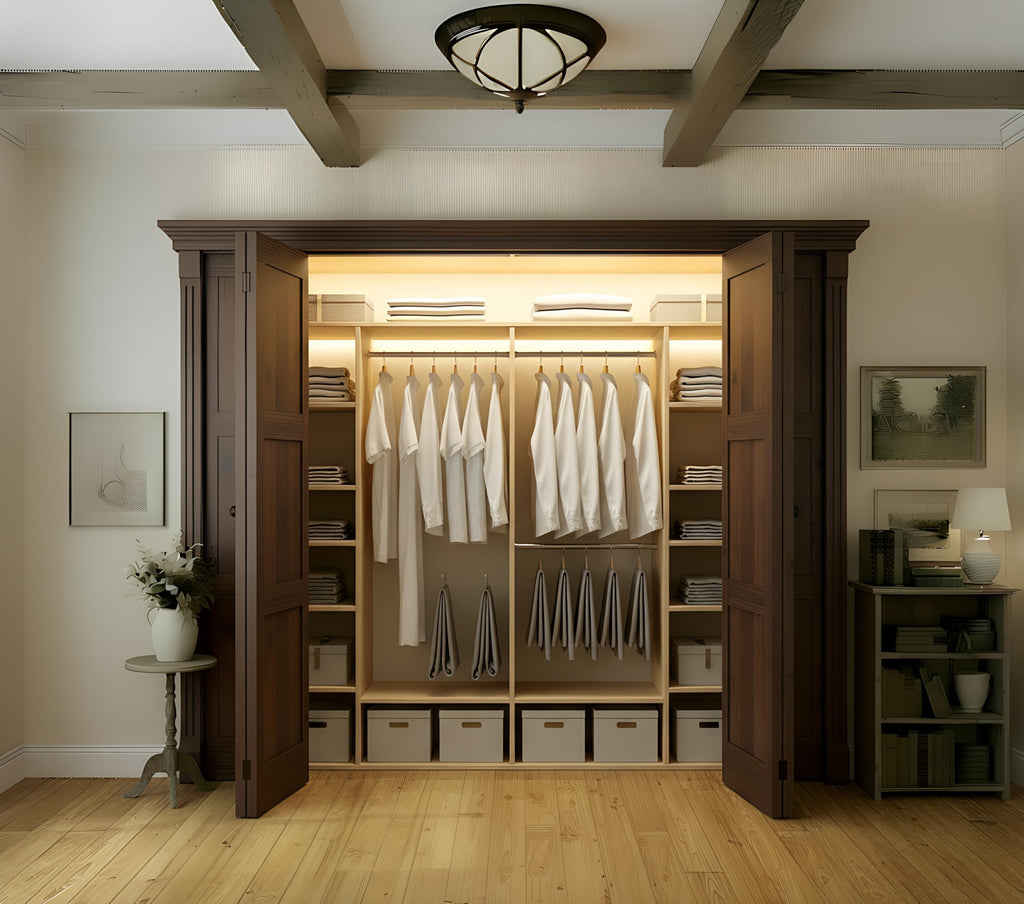 30in x 80in Unfinished Alder Wood Bifold Shaker Door - Pre-Assembled Slab for Closet, Pantry, or Laundry Room (30x80)