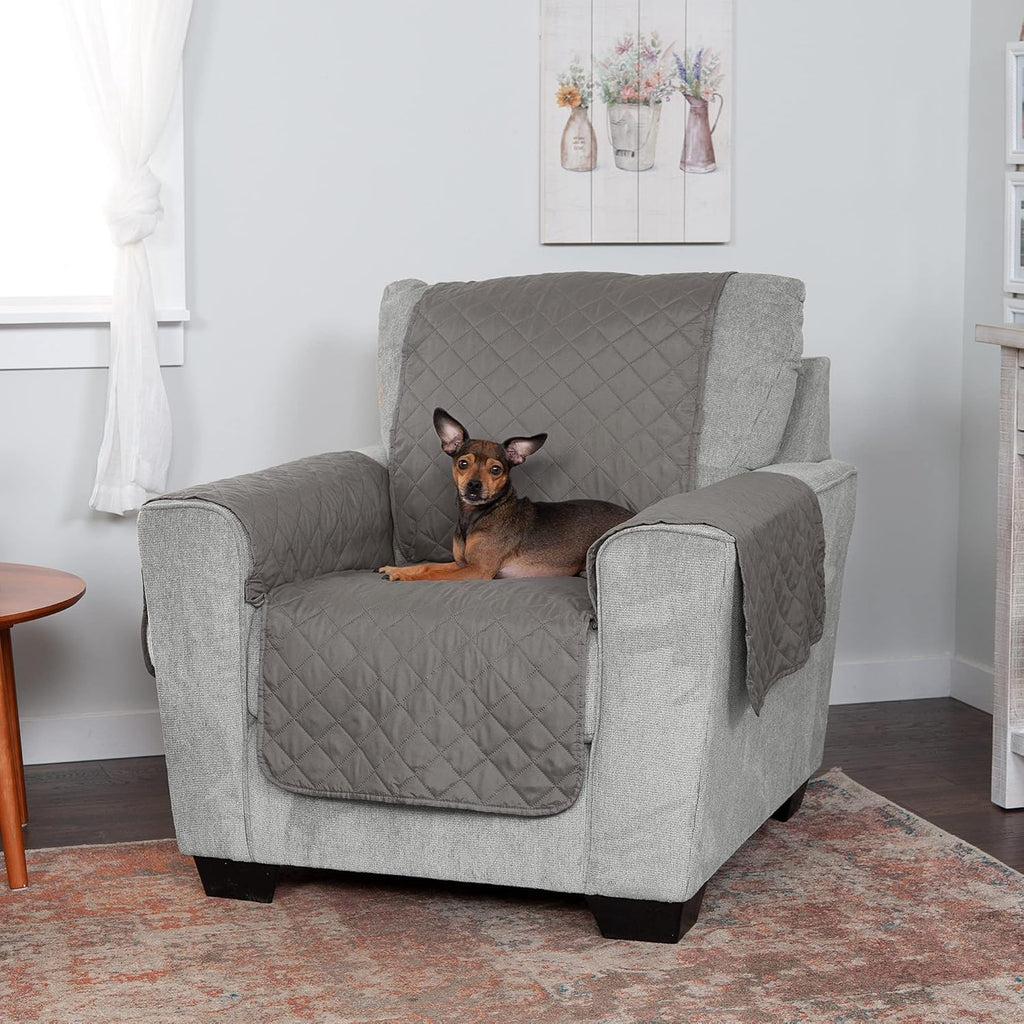 Water-Resistant & Reversible Chair Cover Protector for Dogs, Cats, & Children - Two-Tone Pinsonic Quilted Living Room
