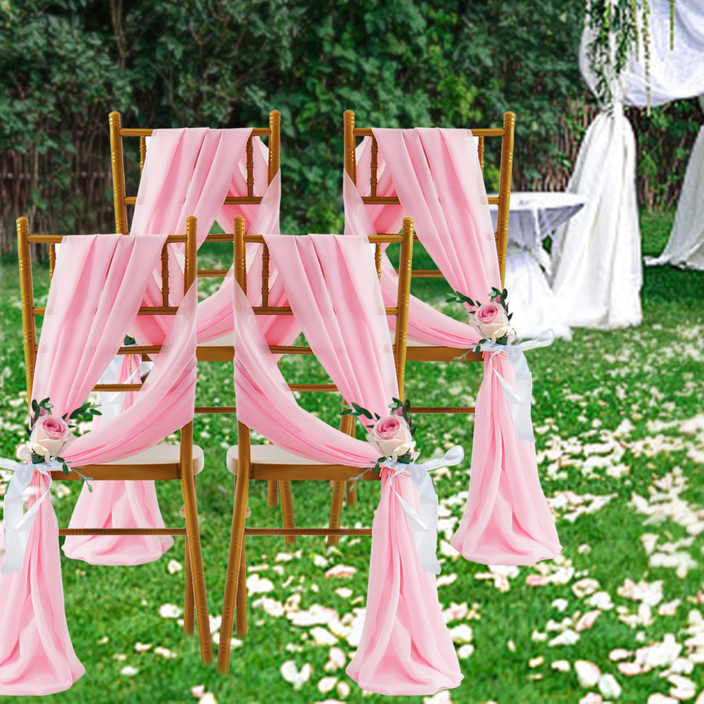 2 Panels Wedding Arch Draping Fabric Pink Sheer Drapes