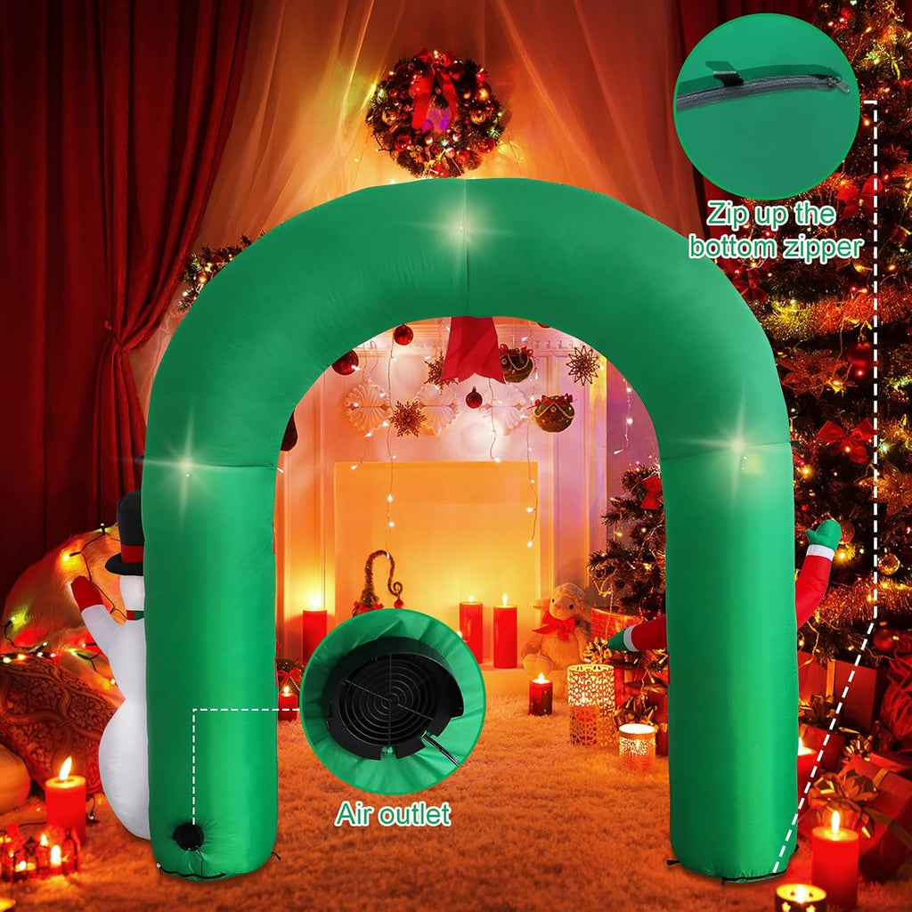 10ft Christmas Inflatable Outdoor Decoration Inflatable Yard Decoration Inflatable Santa Claus and Snowman Arch