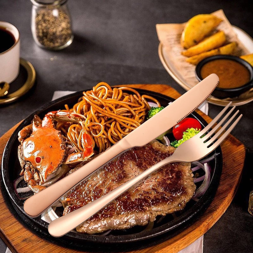 Copper Cutlery Modern Rose Gold Silverware Set Stainless Steel Flatware 60 Pieces Service 12 People Restaurant