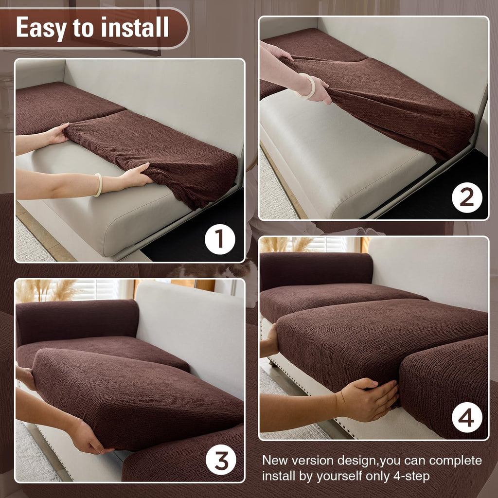 Couch Cushion Covers Chaise Couch Cover Stretch Sectional Sofa Slipcover Washable Wear-Resistant Furniture
