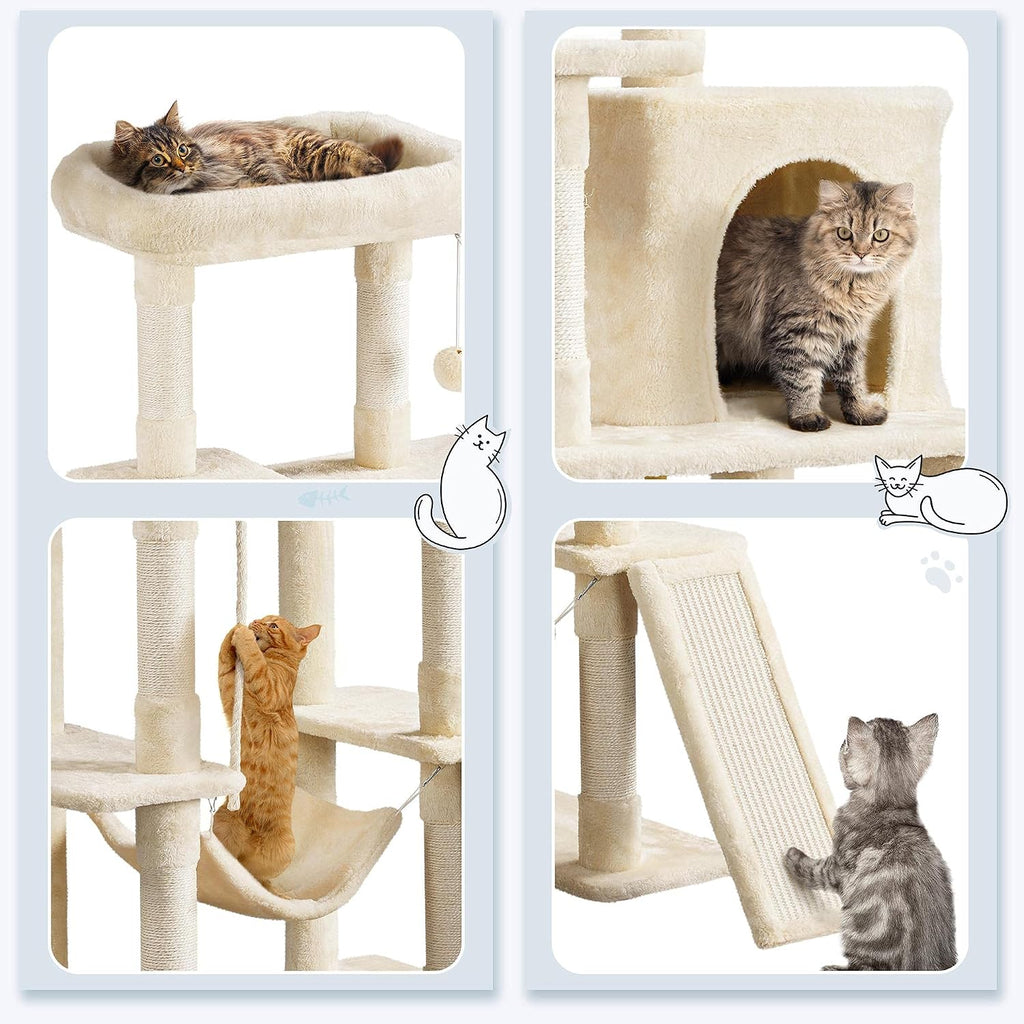 63in Sturdy Large Cat Tree for Indoor Heavy Cats, Tall Tower