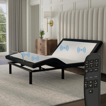 E4 Queen Adjustable Bed Base Frame with Zero Gravity, Massage Motors, Anti-Snore, USB Charging, Nightlight, Wireless