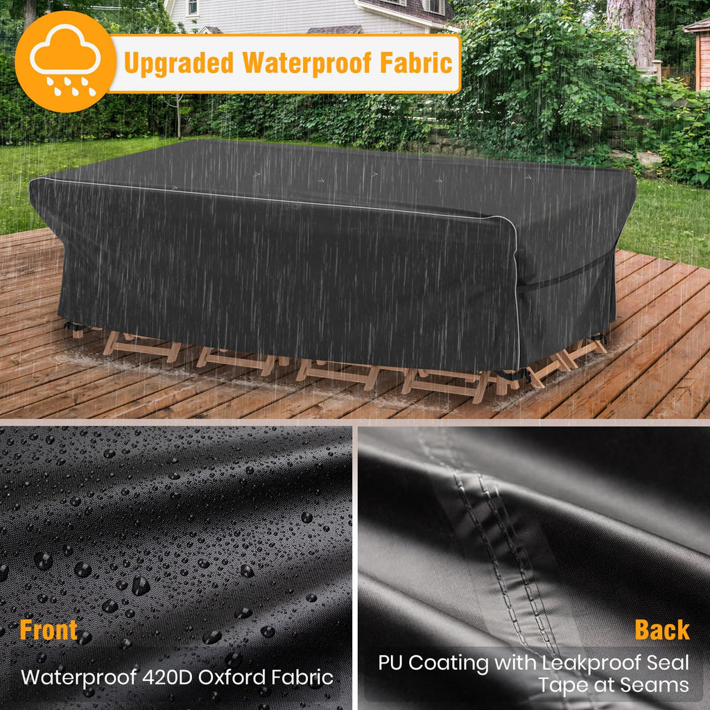Patio Furniture Set Cover - Heavy Duty 420D Waterproof Weatherproof Sofa Couch Set Covers Garden Dining Table Chair