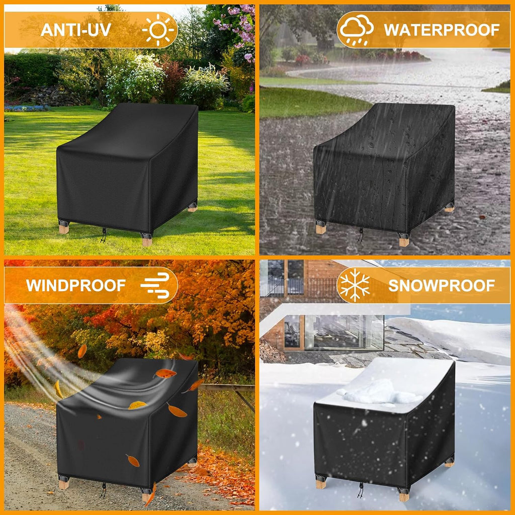 Patio Chair Covers Waterproof Winter 2 Pack - Heavy Duty Lawn Outdoor Furniture Chair Covers with Anti UV and No