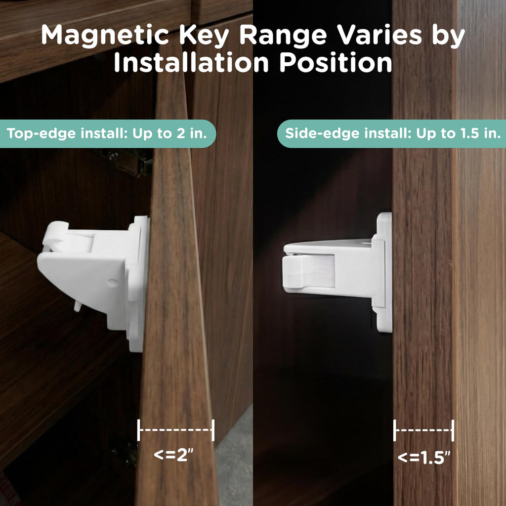 Magnetic Cabinet Locks for Baby Proofing, 10 Pack, 2 Keys