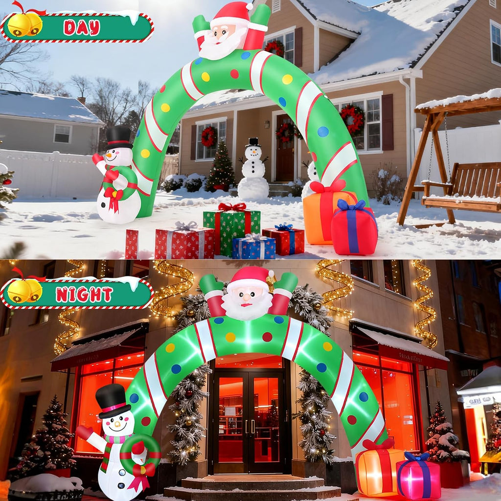 10.3Ft Christmas Inflatable Archway Outdoor Decoration, Blow up Giant Christmas Arch Tunnel with Inflatable