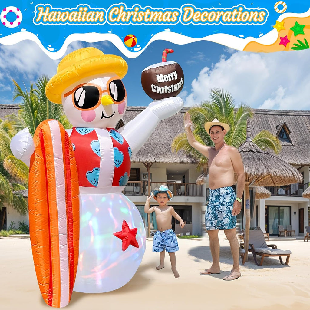 8 FT Funny Christmas Inflatables Snowman Beach Christmas Decorations