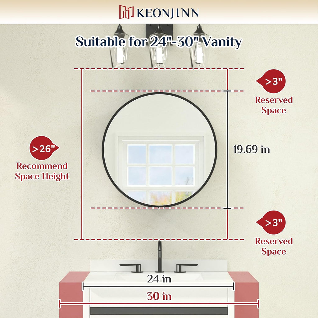 20 Inch Round Medicine Cabinet with Mirror, Brushed Nickel Surface Mount Medicine Cabinet , Framed Circular Bathroom