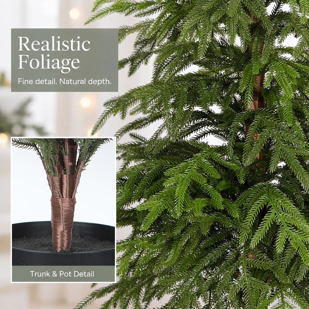 4FT Norfolk Pine Christmas Tree, Soft Touch Potted Artificial Trees