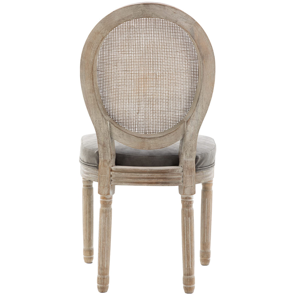 Farmhouse Leather Dining Room Chairs Set of 2 French Dining Chairs with Round Rattan Back French Bistro Chairs